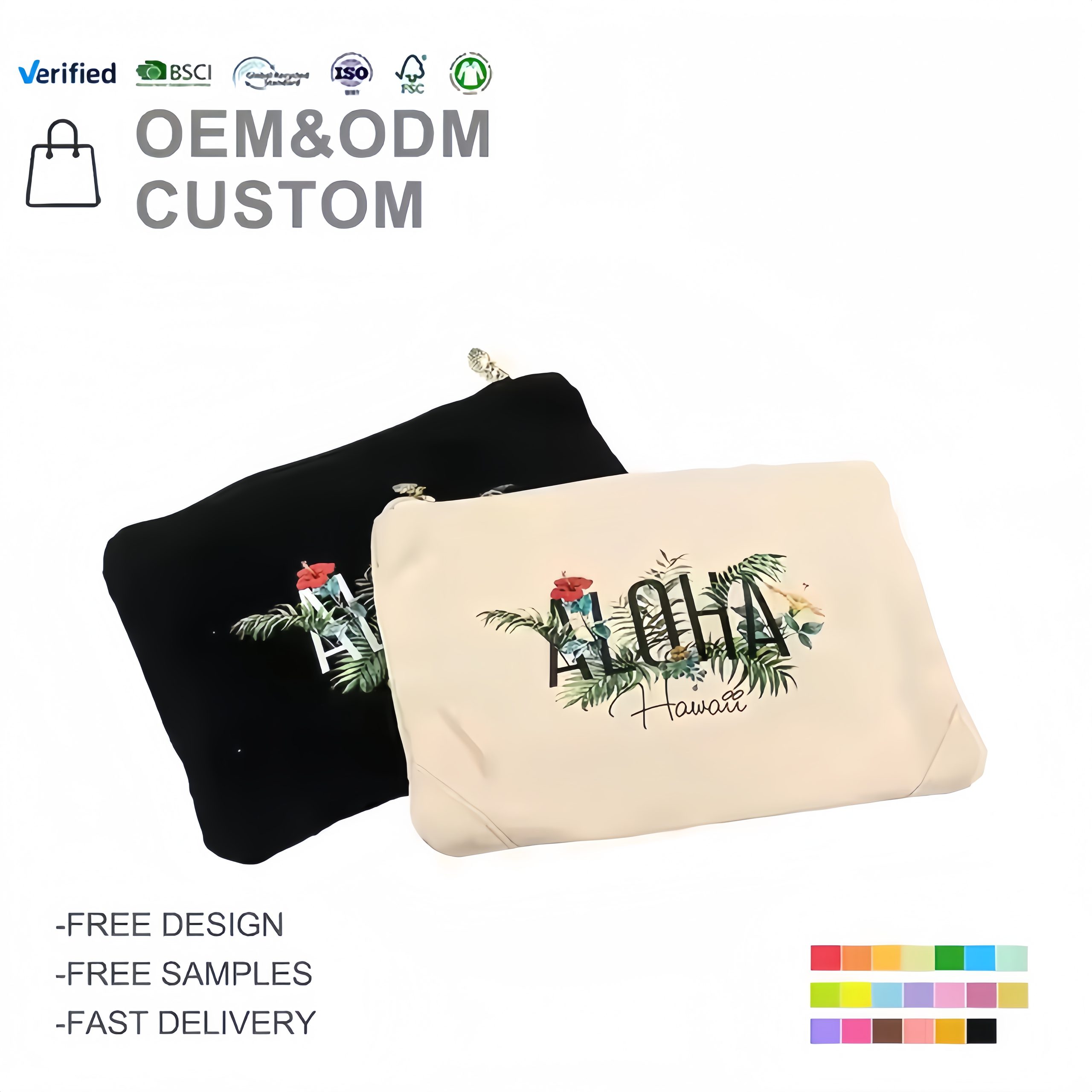 Customize High Quality Cosmetic Small Zipper 100% Cotton Canvas Bags (1)