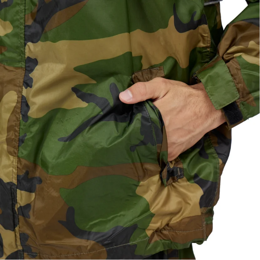 image2-190t Polyester PU Lined Mesh Raincoat Set Workwear Camouflage Design