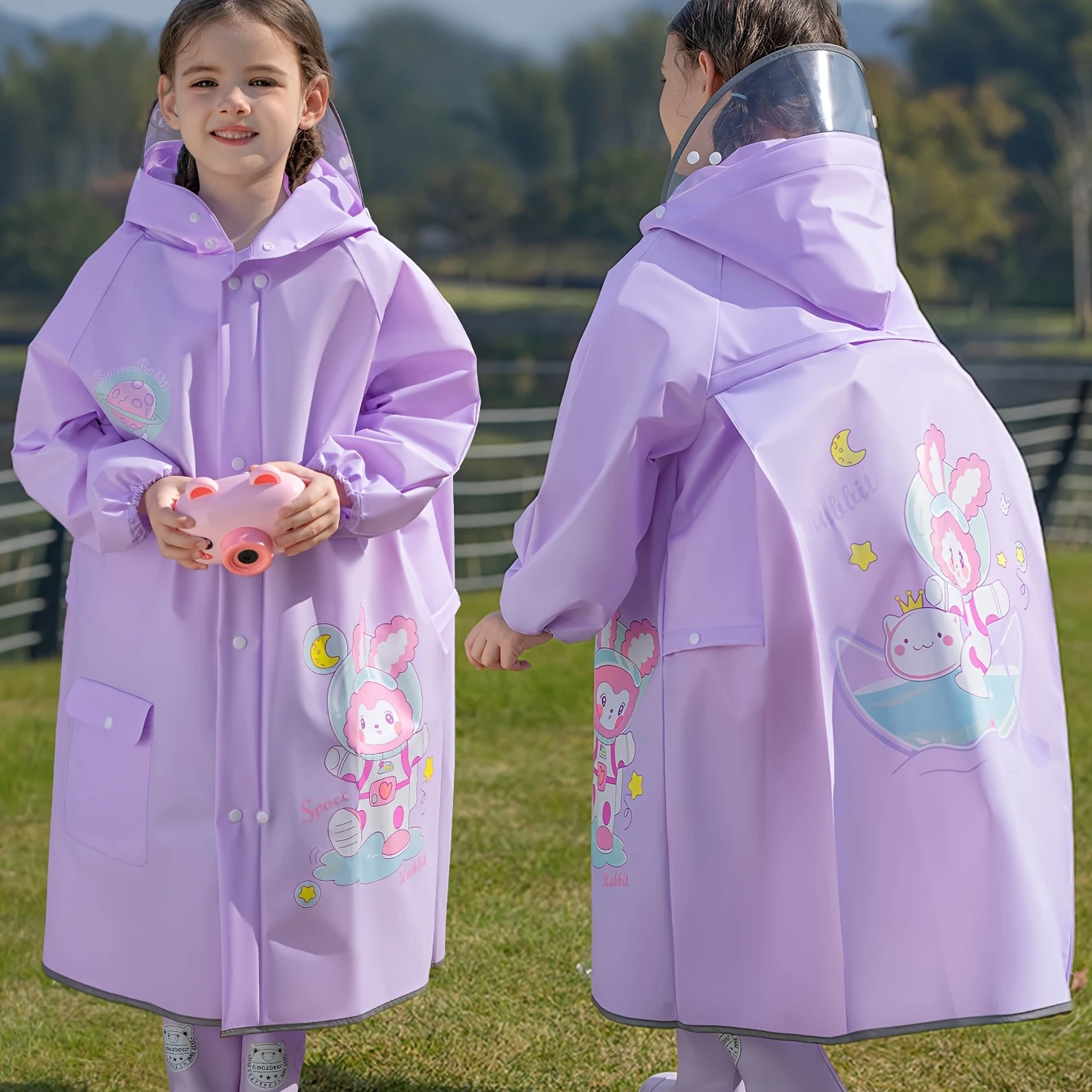 Rain Gear Kids Childrens Raincoat Cute Rainproof EVA Hooded Raincoat factory