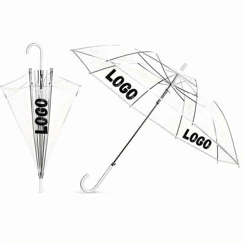 Custom Portable PVC Transparent Umbrella With Logo Cheap Colorful Advertising Gift Umbrella
