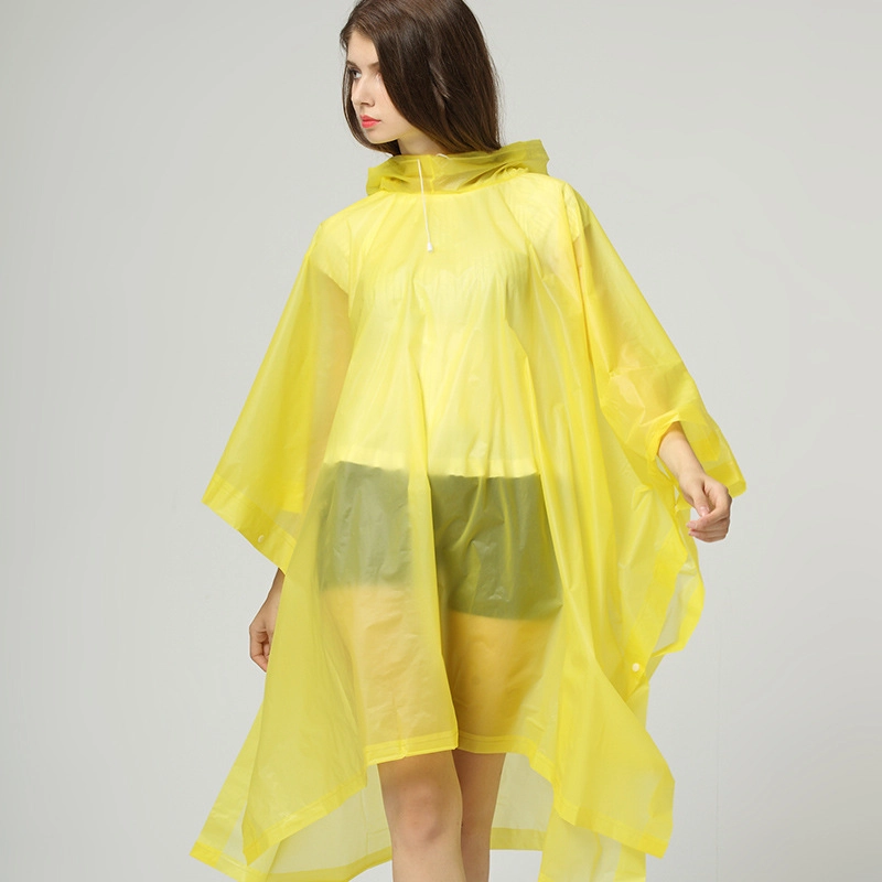 Adults Unisex Waterproof Raincoats Reusable Portable EVA Transparent Rain Ponchos