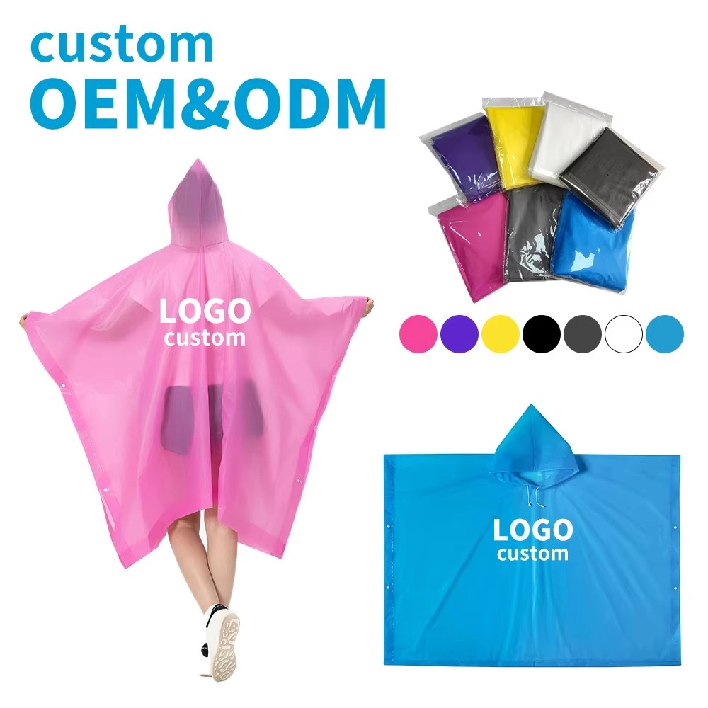 Adults Unisex Waterproof Raincoats Reusable Portable EVA Transparent Rain Ponchos