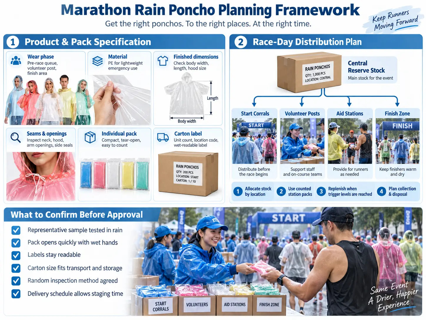 Bulk rain poncho planning framework for marathon organizers