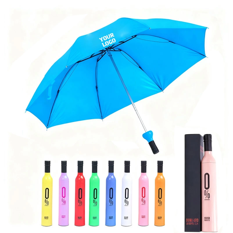 Custom logo 8-rib folding umbrella for promotional bulk orders and panel artwork review