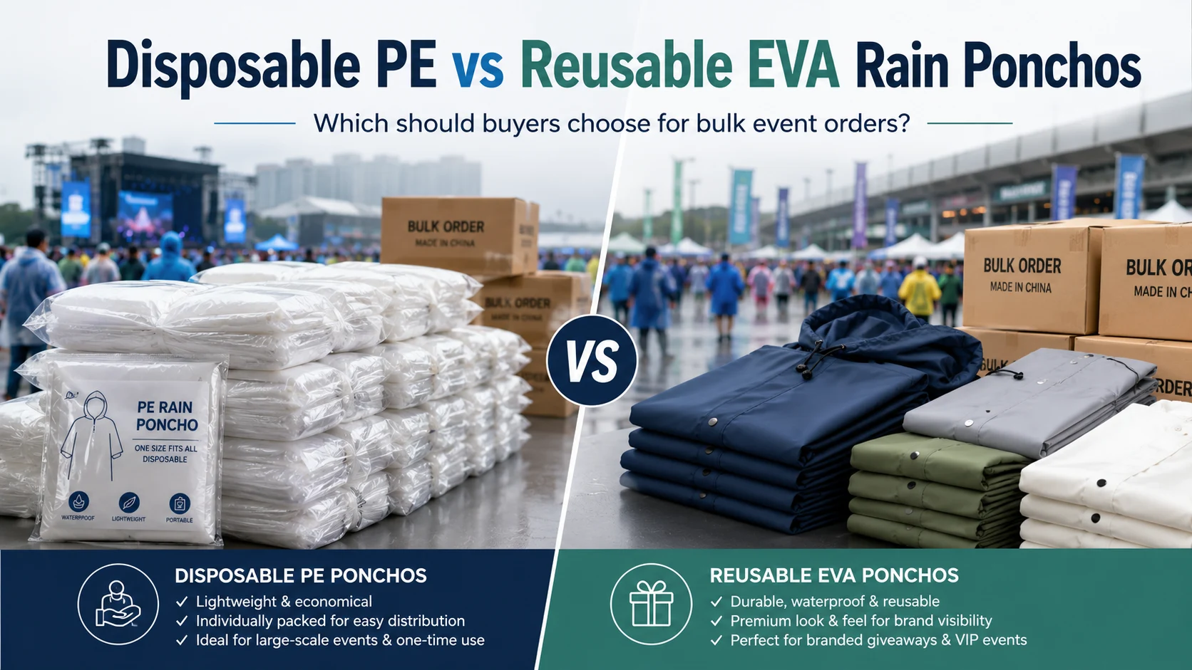 Disposable PE vs Reusable EVA Rain Ponchos for Bulk Event Orders Which Should Buyers Choose
