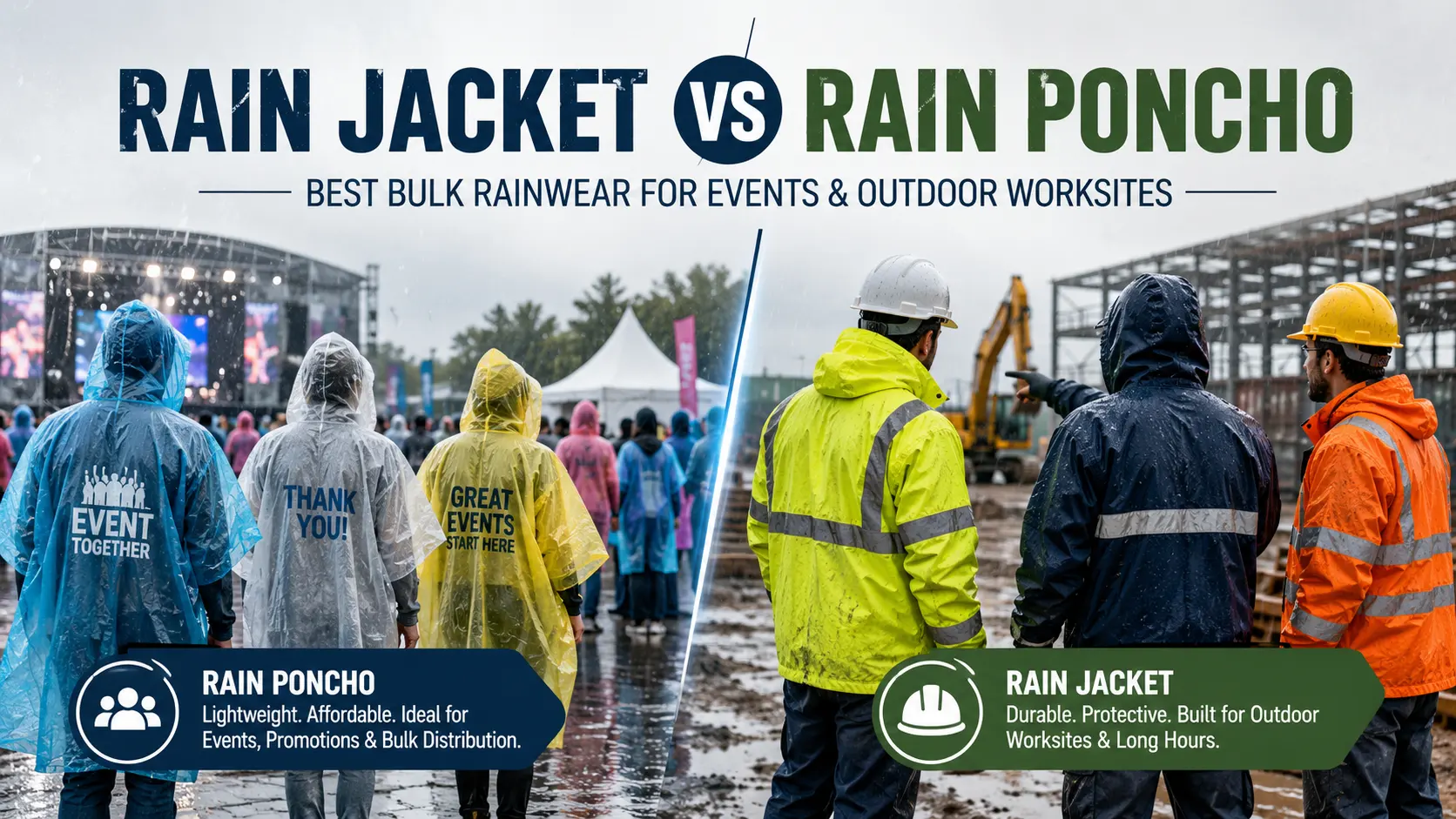 Rain Jacket vs Rain Poncho Best Bulk Rainwear for Events and Outdoor Worksites