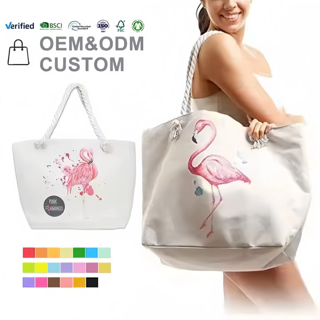 custom canvas tote bag for corporate rain gear gift kits with logo printing